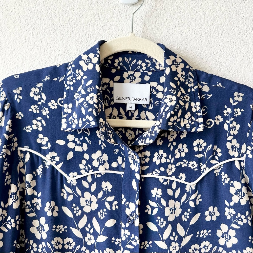 Gliner Farrar Florence Mystic Meadow Blouse in Blue Size Medium - Picture 5 of 10